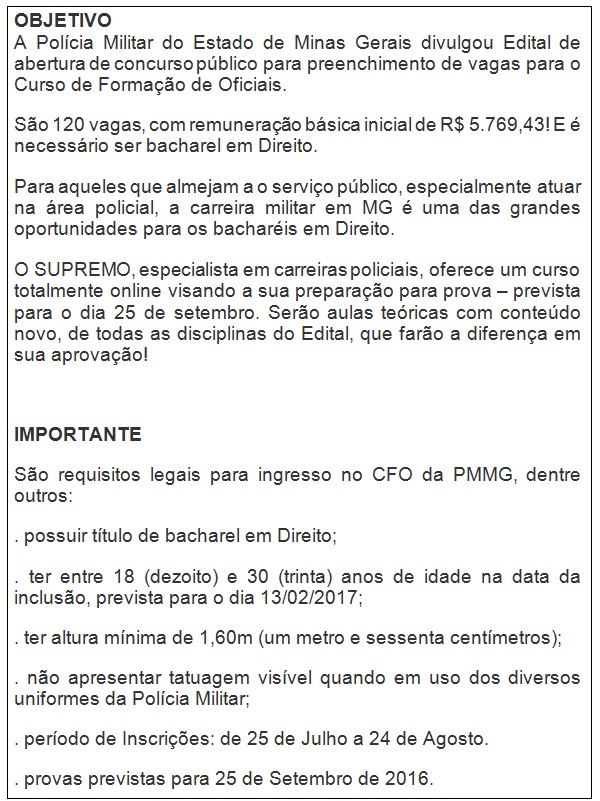 Rateio - CFO PM MG (Oficial Polícia Militar de Minas Gerais) - Supremo 2016. 4